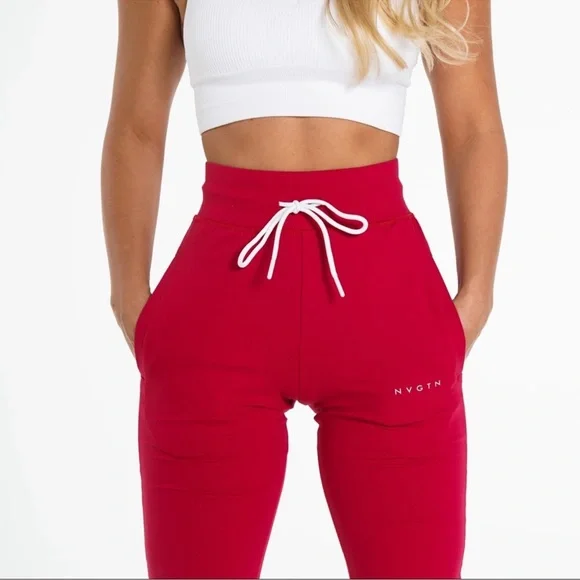 NVGTN Red High-Waisted Joggers - Picture 1 of 5